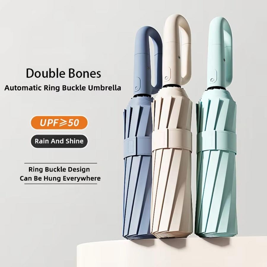 Зонт автоматический складной ветрозащитный с ручкой-кольцом, 20 спиц, защита от УФ-лучей, водоотталкивающий, зонт от солнца для женщины и мужчины