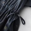 Летнее женское высококачественное платье-рубашка в китайском стиле из хлопка и льна 2026 года - С поясом на талии, стройнящее, средней длины