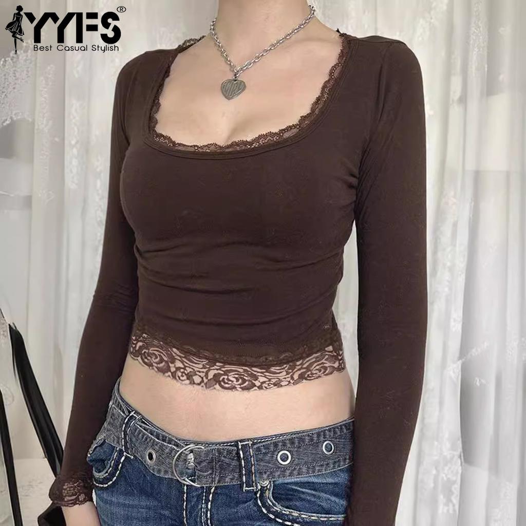 YYFS Женские модные повседневные весенне-осенние однотонные блузки и рубашки с квадратным воротником и длинными рукавами с принтом