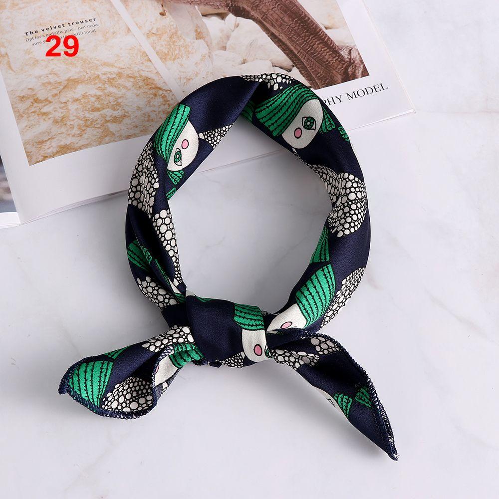 Vintage Wrist Wrap Head-Neck Tie Hair Band Silk Feel Satin Bandana Women Square Scarf Handkerchief