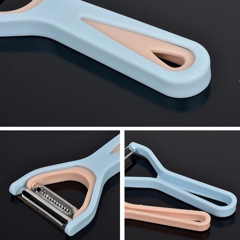 2 в 1 Овощечистка для овощей и фруктов, картофелечистка, бытовая портативная, для очистки, с широким лезвием, терка, слайсер для моркови, кухонные аксессуары 2025