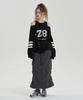 Jenyujeu Layered Belt Zipper Long Skirt - Charcoal