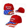 Бейсбольная кепка Трампа с вышитыми буквами и длинными полями, солнцезащитный козырек для президентских выборов 2024 года, принт американского флага, ретро-кепка для митингов и вечеринок унисекс