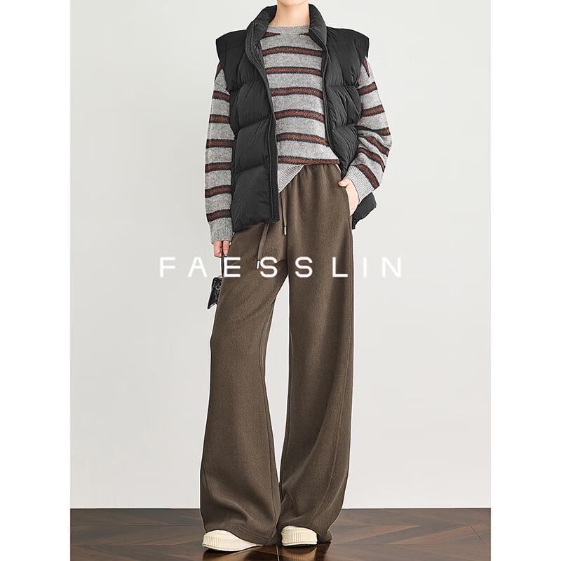 FAESSLIN Женские утолщенные вязаные брюки широкого кроя из шерстяной смеси