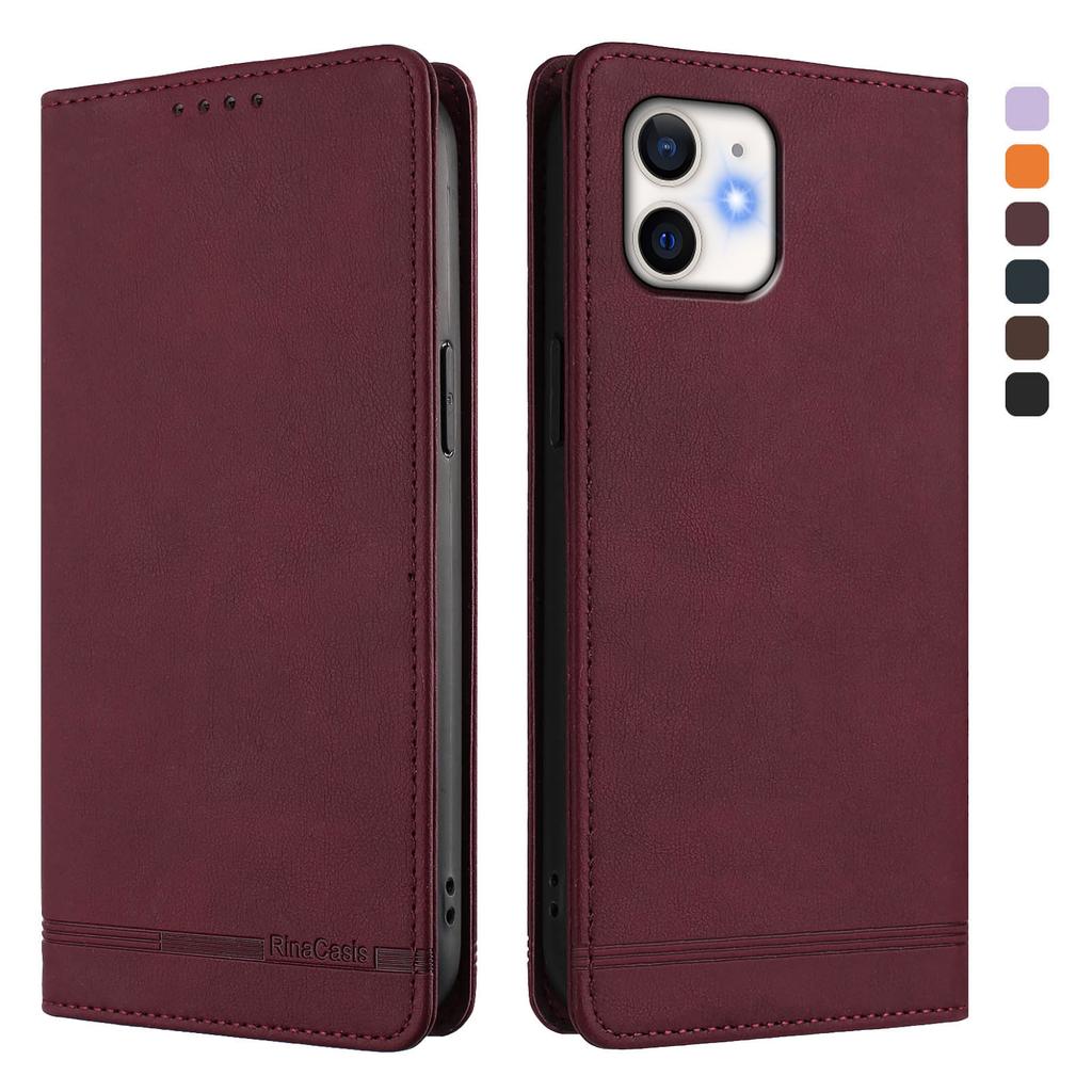 Leather Wallet Flip Case with Card Slots Stand Function, Shockproof Protective Cover for iPhone 12 11 Pro Max Pro Mini XS XR X