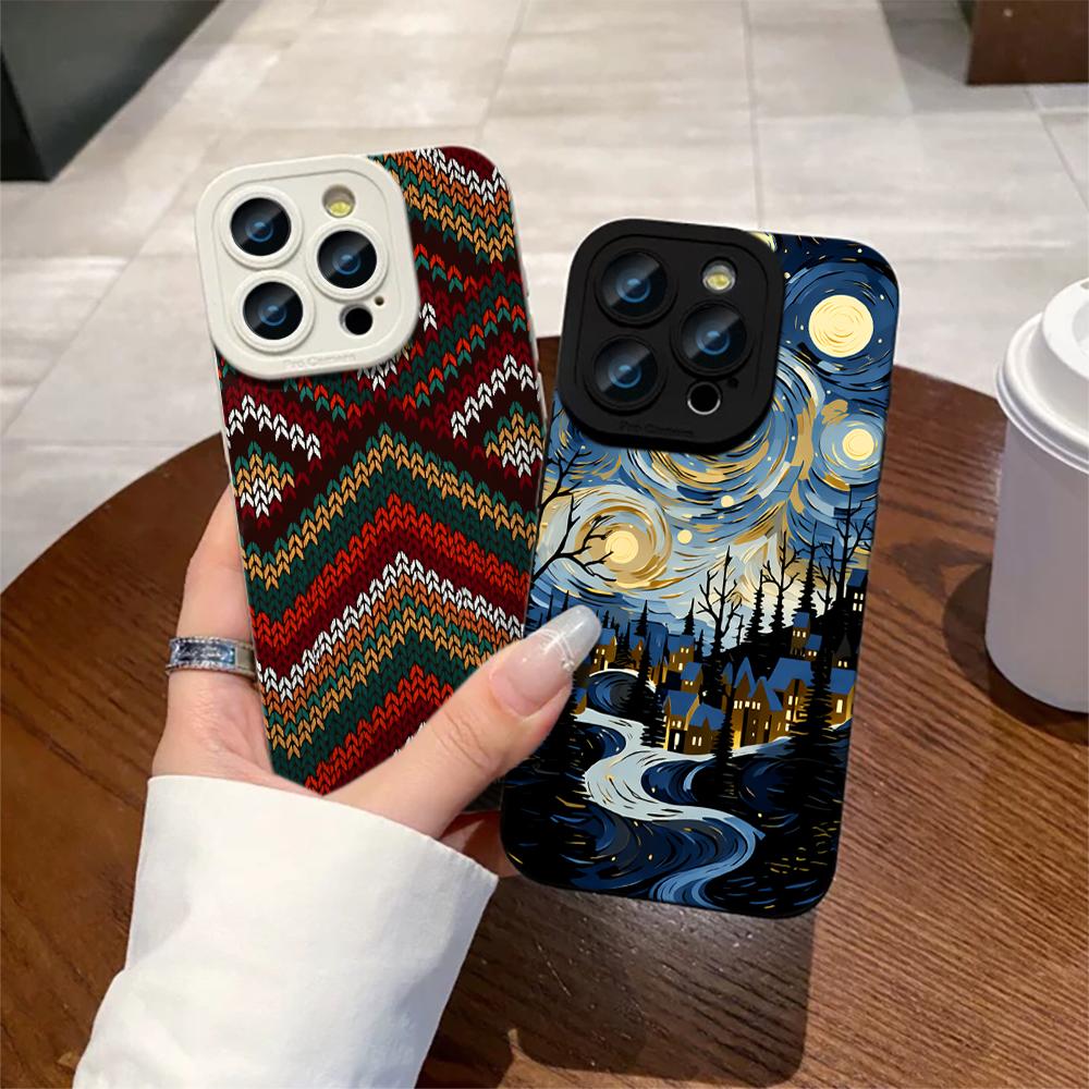 Художественный Чехол Ночь Звезд для iPhone 16 14 15 7 8 Plus XS XR X Для iPhone 17 16 15 14 13 12 11 Pro Max Защитный Funda