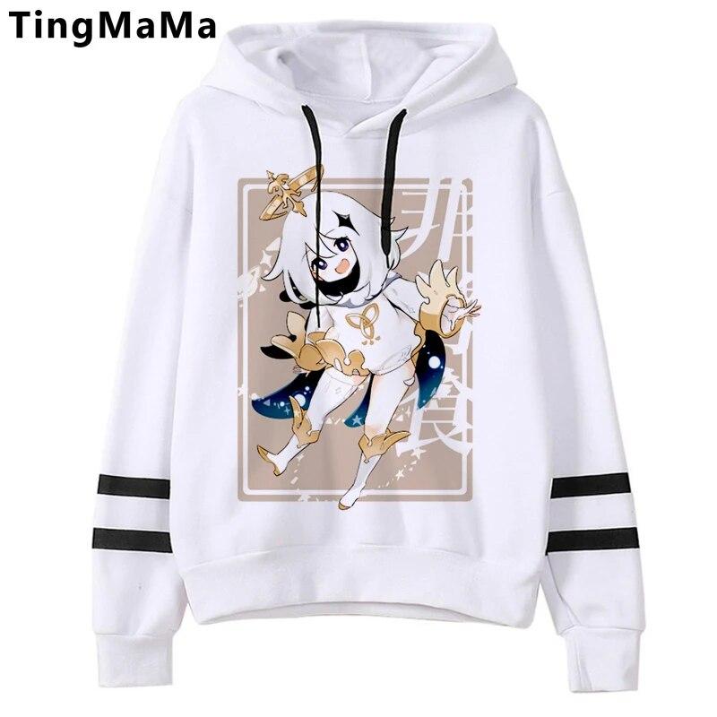 Xiao Genshin Impact Толстовки Унисекс Kawaii Мультфильм Harajuku Genshin Уличная одежда Хип-хоп Ху Тао Толстовка с графикой Унисекс Толстовки Мужской Унисекс