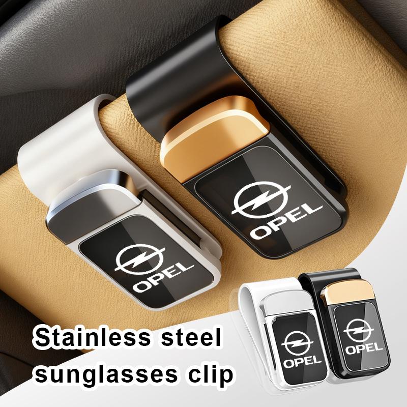 bnteg6 Car Sun Visor Glasses Holder Card Ticket Stainless Storage Clip For Opel Meriva Mokka Grandland Vectra Zafira Vivaro Antara