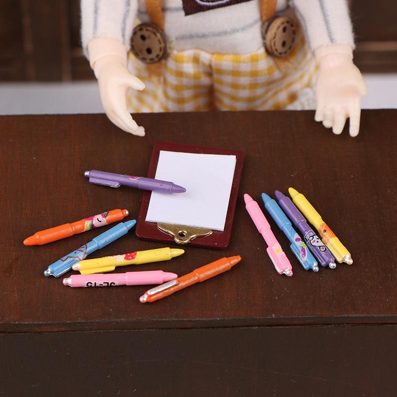 1 шт. 1/12 кукольный домик мини шариковая ручка миниатюрная сцена для изучения модель аксессуары металлическая цветная ручка кукла игрушка