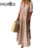 Women's Summer Vintage Standing Collar Large Size Fashion Loose Dresses Long