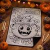 Creative Activity Kits for Relaxation Halloween DIY Coloring Blanket with 24 Markers, Color Your Own Throw Customizable Bedding Decor Blanket,