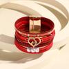 Boho Multi Layer Leather Bracelet for Women Jewelry Cupid Heart Magnet Buckle Holiday Gift