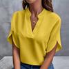 Spring And Summer V-neck Solid Color Casual Versatile Short-sleeved Pullover Shirt