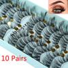 10 Pairs Handmade Fluffy Natural  Crisscross 3D Faux Mink Hair False Eyelashes Extension Tools