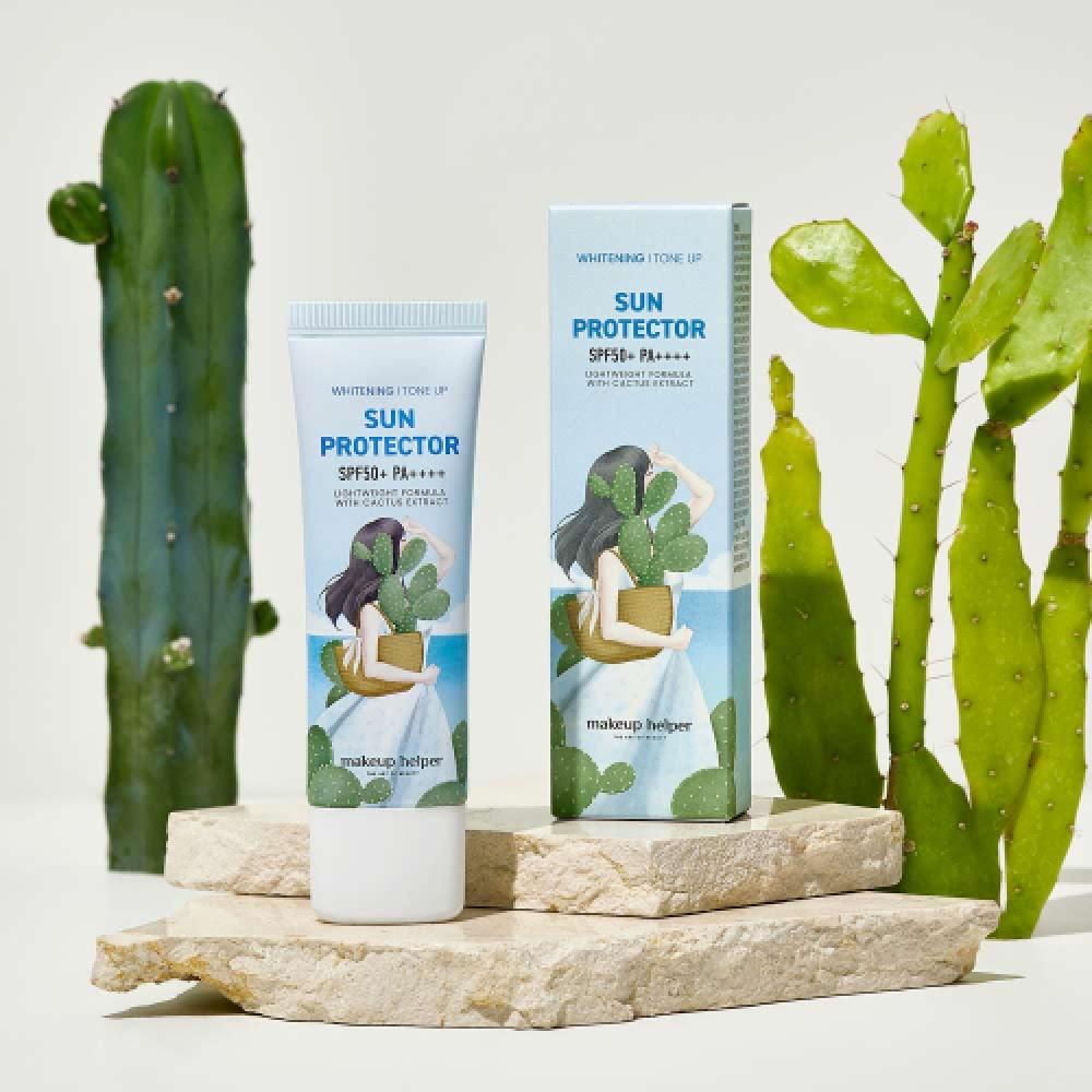 MakeUp Helper Отбеливающий тонирующий солнцезащитный крем Spf50+ Pa++++