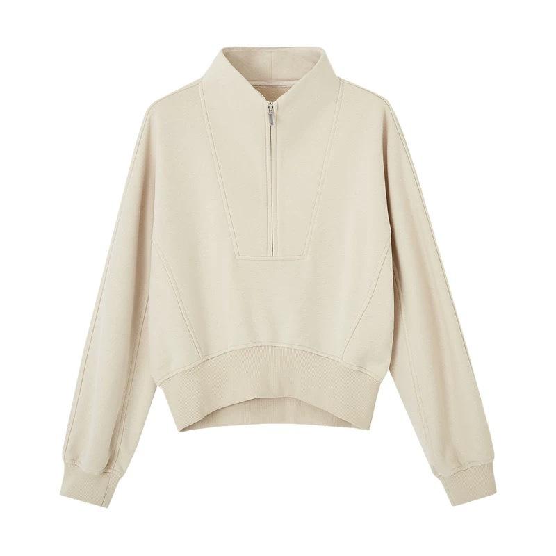 Повседневный стиль свитер с застежкой-молнией на половину длины осень новый спортивный короткий топ куртка