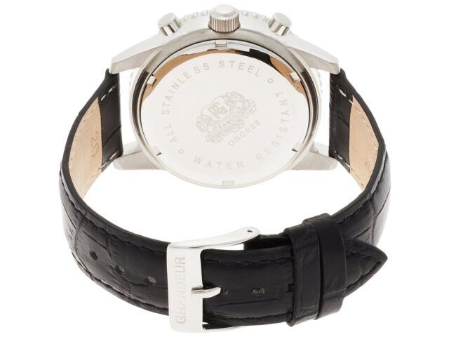 GRANDEUR Watch OSC028W1 мужские черные кожаные часы с хронографом и индикатором даты НОВЫЕ