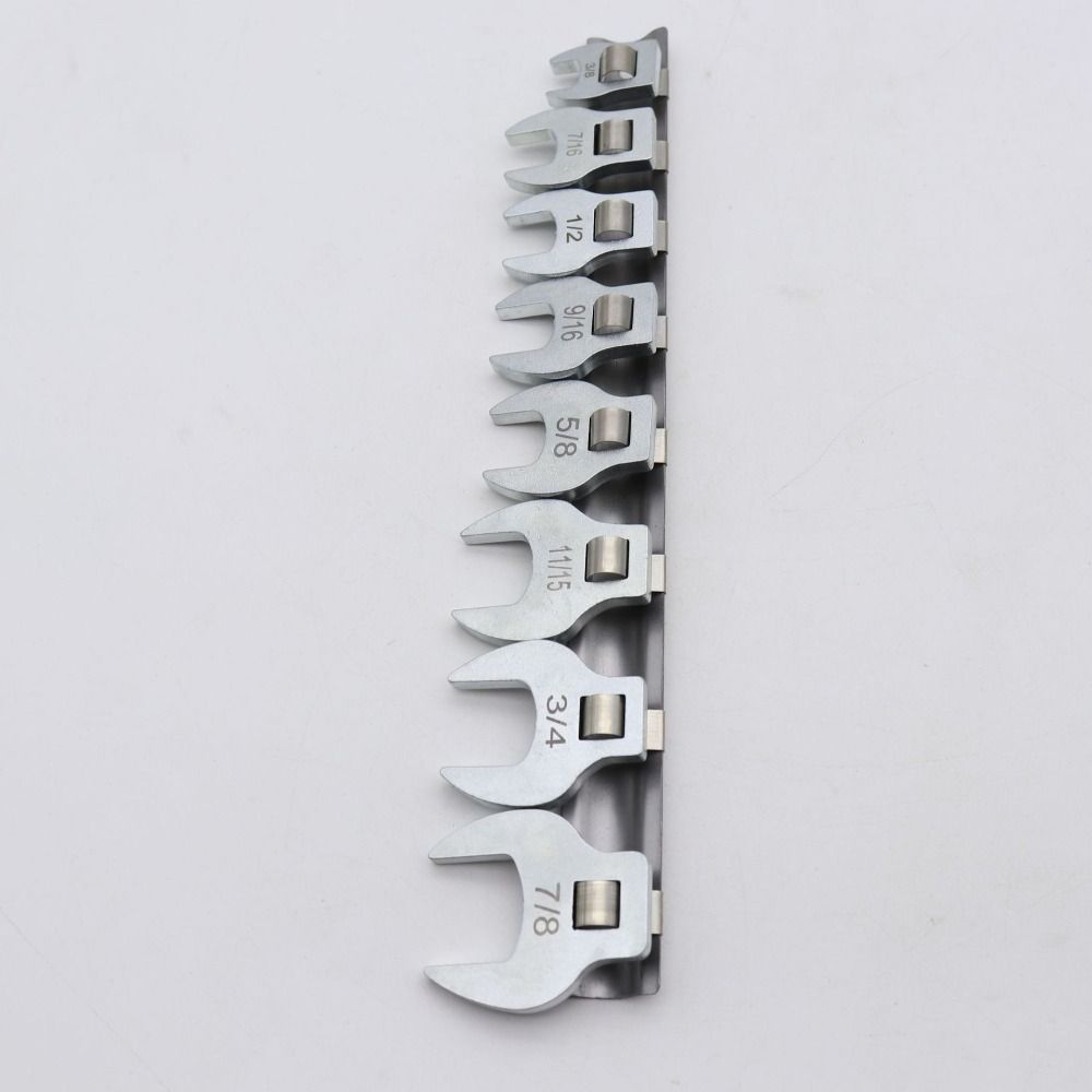 8Pcs Portable Replaceable Drive Crowfoot Wrench 3/8 Inch Movable Ratchet Wrench High Quality 10 To 19mm L-shaped Wrench
