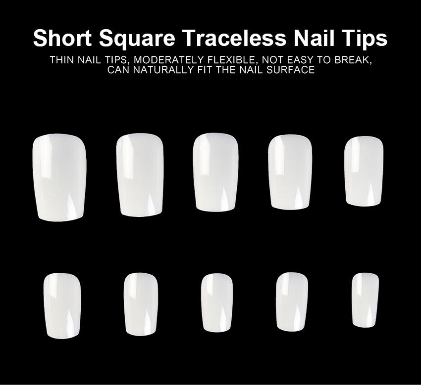 kads 500 шт., накладные ногти, французские короткие квадратные накладные ногти, маникюр, акриловые ногти, полное покрытие, инструменты для украшения ногтей