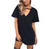 Fashion Women Casual Short Sleeve V-Neck Solid Ladies Hollow Out Mini Dress