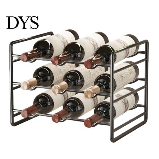 Modern Wine Storage Iron Rack, Curved Grooves, Countertop Cabinet Shelf, Compact Small Display Metal Bottle Holder, for Kitchen Cupboard And