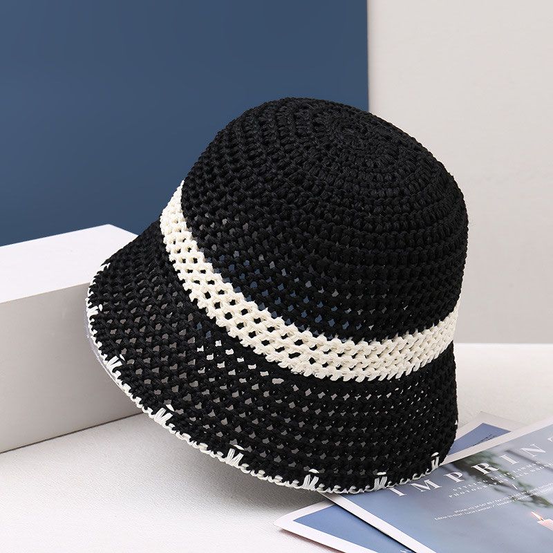 Вязаная панама с маленьким лицом, полая и дышащая плетеная шляпа из папируса, складная весенне-летняя шляпа-тазик с козырьком от солнца