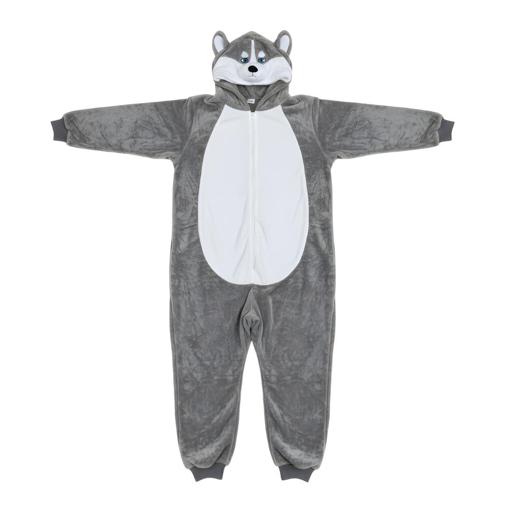 Onesie Kigurumi Pajamas Costume Disguise Gray Husky : 185 - 195Cm