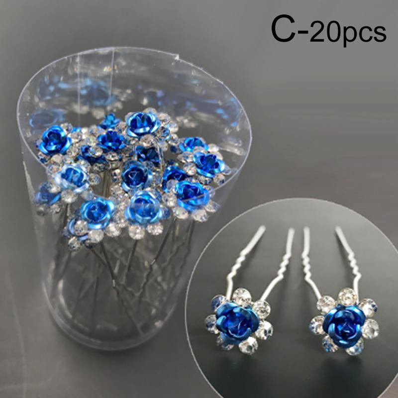 20 шт. свадебные шпильки модные стразы роза цветок заколки для волос головной убор U-образные заколки заколки для волос палочка для волос