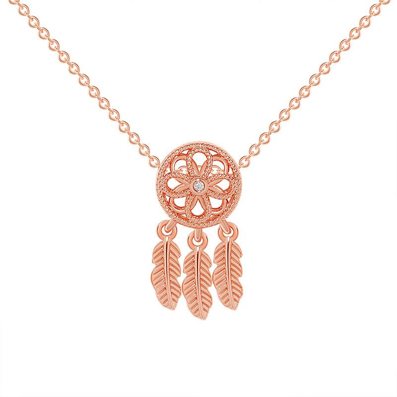 Короткая цепочка с тремя листочками на ключицу, простое ожерелье в виде ловца снов в этническом стиле в стиле бохо