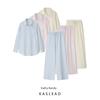 Kaslead New Women Clothes Western Style Fashion Multicolor Stripe Shirts Top Casual Trousers Set