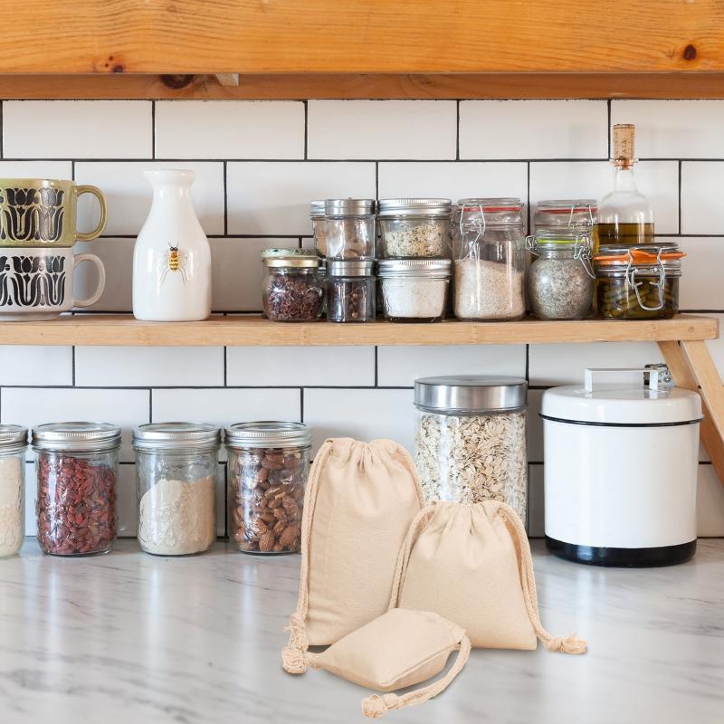 12 шт., хлопковая сумка для хранения своими руками, 4 размера, портативная, однотонная, на шнурке, дизайн, рождественский праздничный подарок