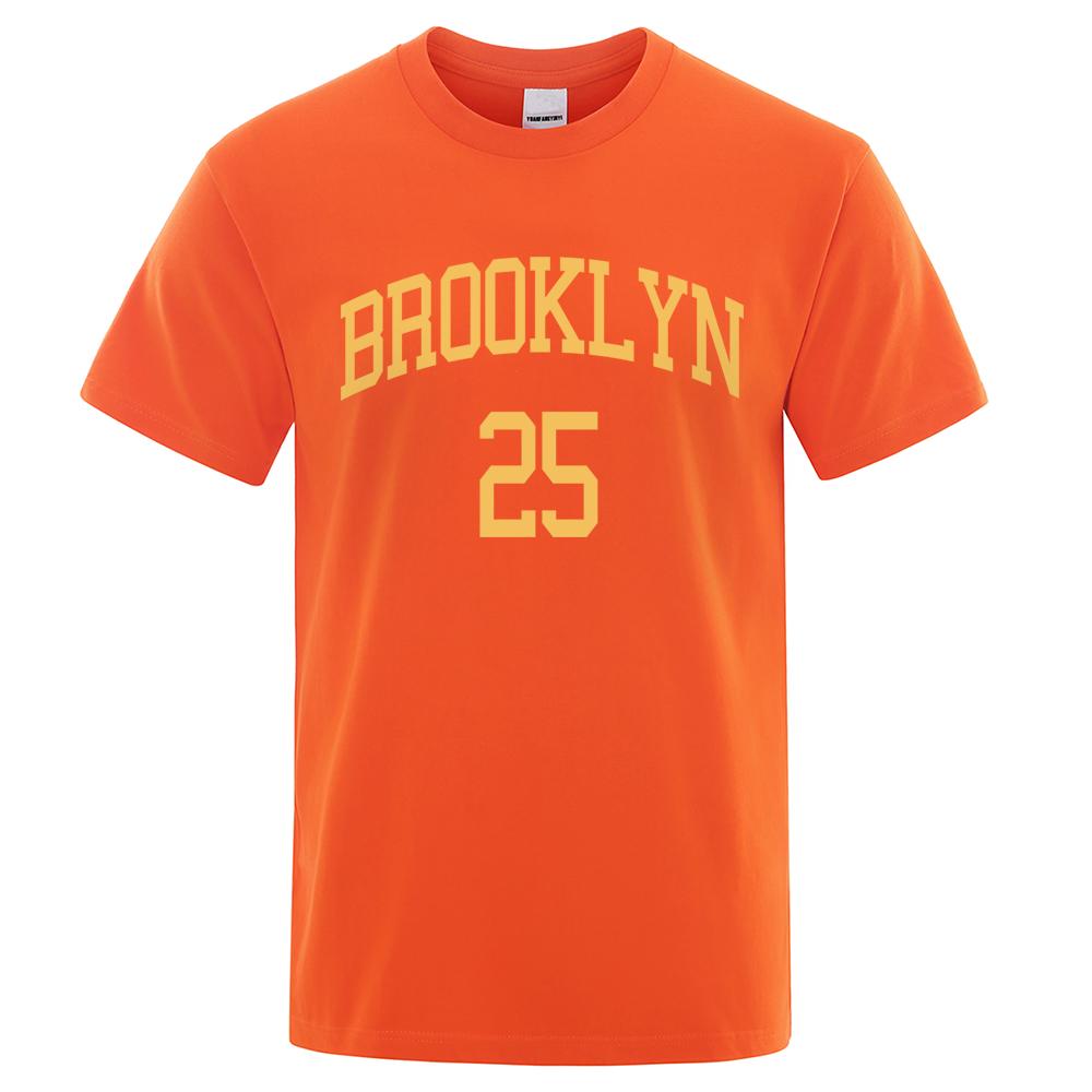 Brooklyn 25 City Yellow Letter Роскошные футболки Мужские повседневные дышащие футболки Рубашки большого размера из хлопка с коротким рукавом