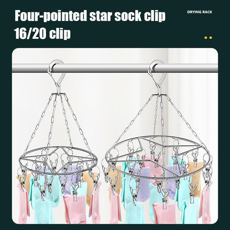 Windproof Drying Rack Stainless Steel Bra Sock Drying Holder Organizer Drying Socks Clip Multi-Functional Household Hanger