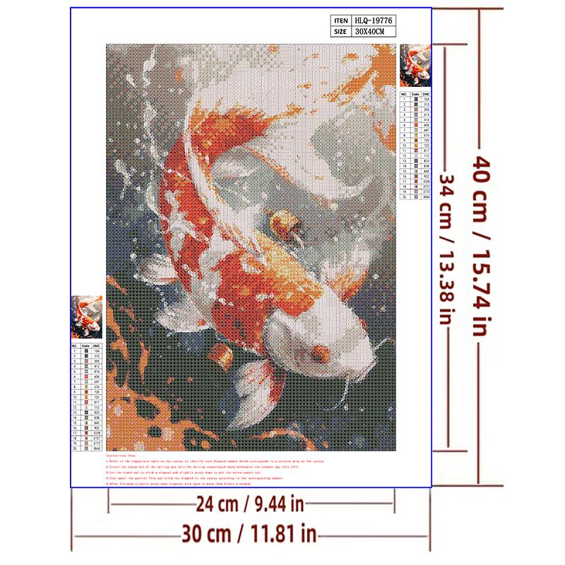 5d DIY Diamond Painting Cross Stitch Koi Goldfish Diamond Embroidery Mosaic Animal Full Round Drill Home Decor