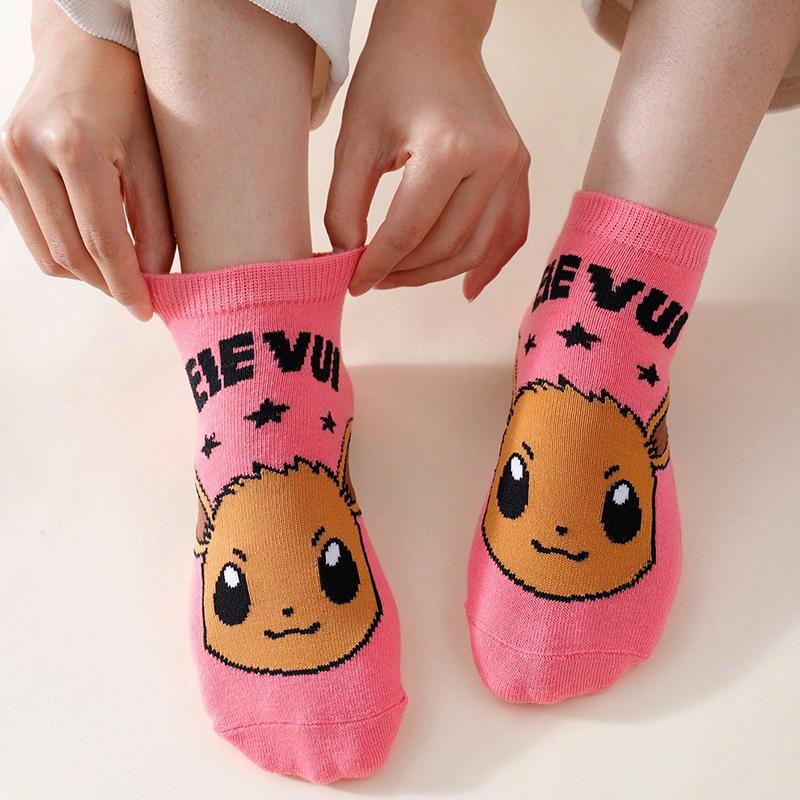 8/16 Pairs Random Combination Fun Pok É Mon Family Cartoon Anime Pattern Men's Crew Socks Outdoor Casual Couple Short Socks
