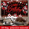 2D flat banner elegant black and red birthday party background banner birthday party decoration