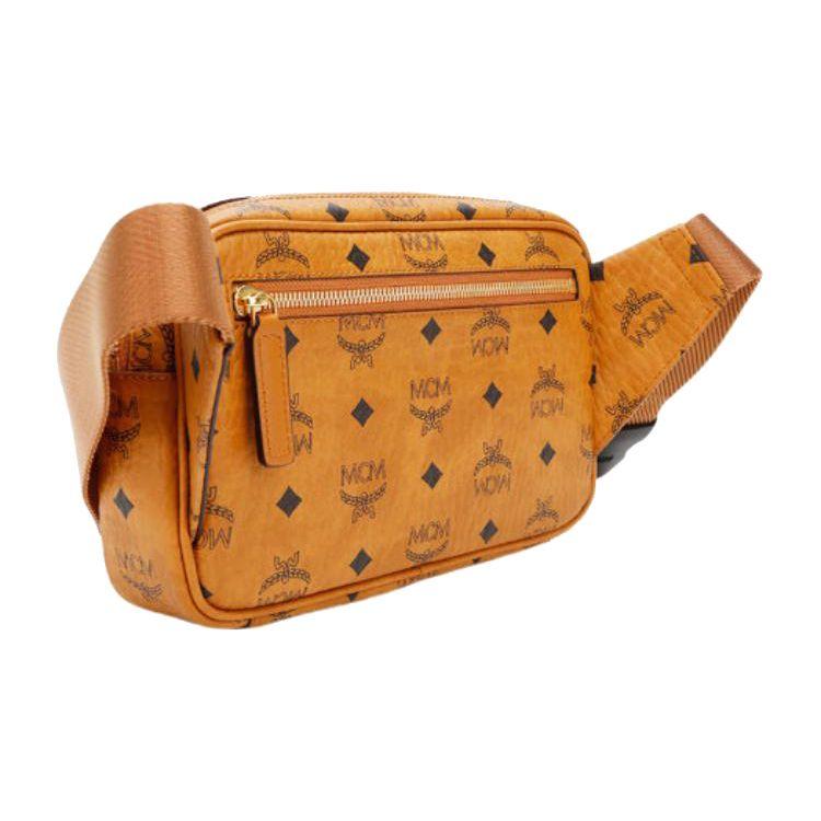 MCM Fursten Visetos Monogram Leather Shoulder Crossbody Waist Bag Men bags Brown Cognac MMZBSFI03CO001