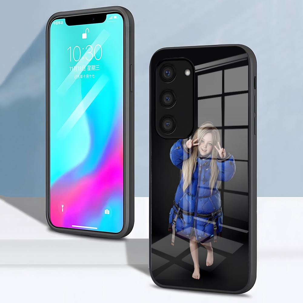 Чехол Diana Pragmata для Samsung S26 S25 S24 FE S23 S22 S21 Plus S20 Ultra Note20Ultra Черное Стеклянное Покрытие