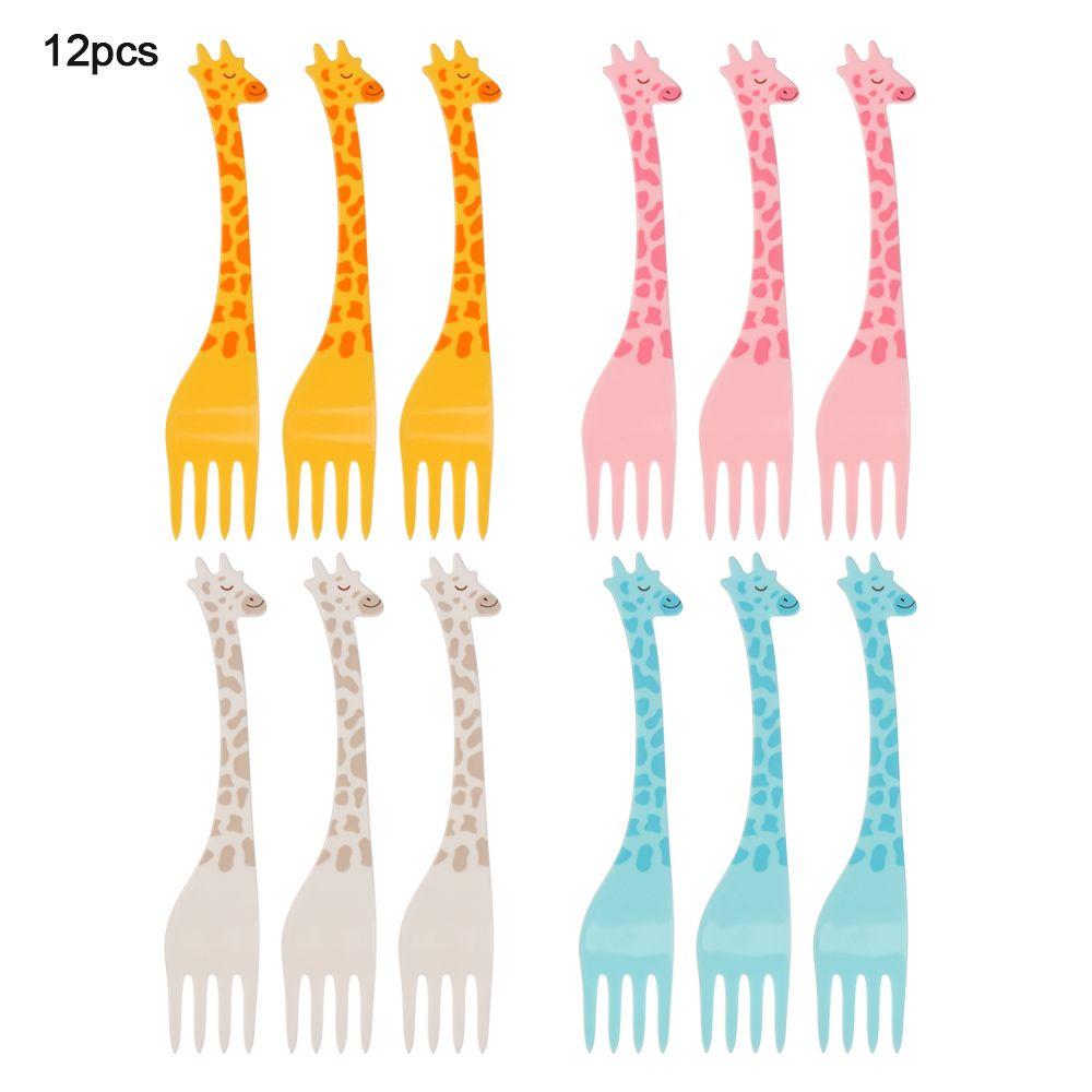 Salad Snack Cake Dessert Pick Toothpick Fruit Tableware 12 Pcs/Set Giraffe Cartoon