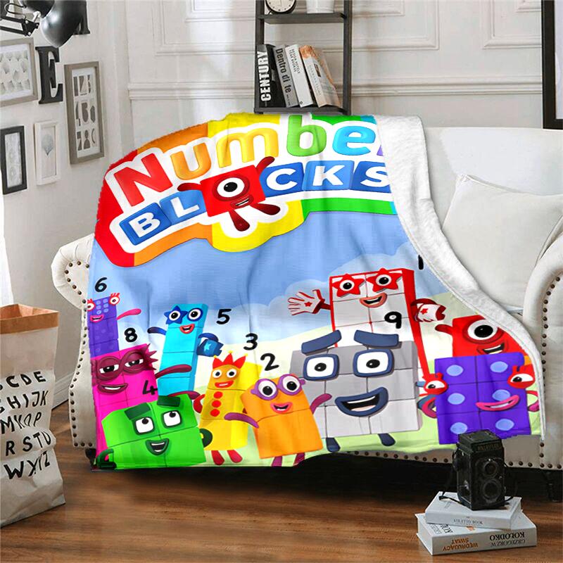 1pc Blanket Numberblocks Print Design, Lightweight Blanket for Sofa, Bed- Soft &Warm, Gift for All Seasons like Christmas, Halloween