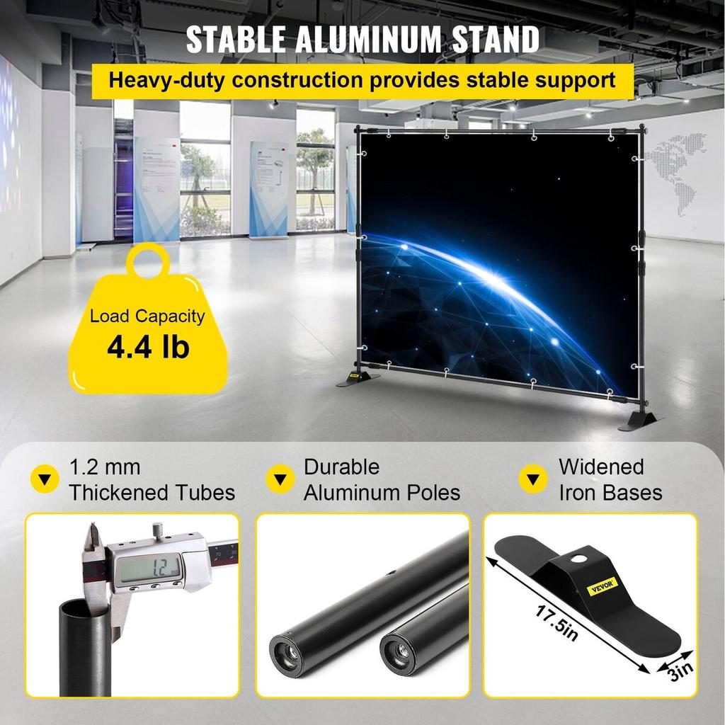 Step and Repeat 8'x8'- 10'x8' Backdrop Banner Stand Adjustable Telescopic Height and Width Retractable Banner Stand with Carrying Bag