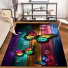 Colorful Butterfly Pattern Carpet with Wooden Background Design Suitable for use as an anti-slip for living room bedroom sofas