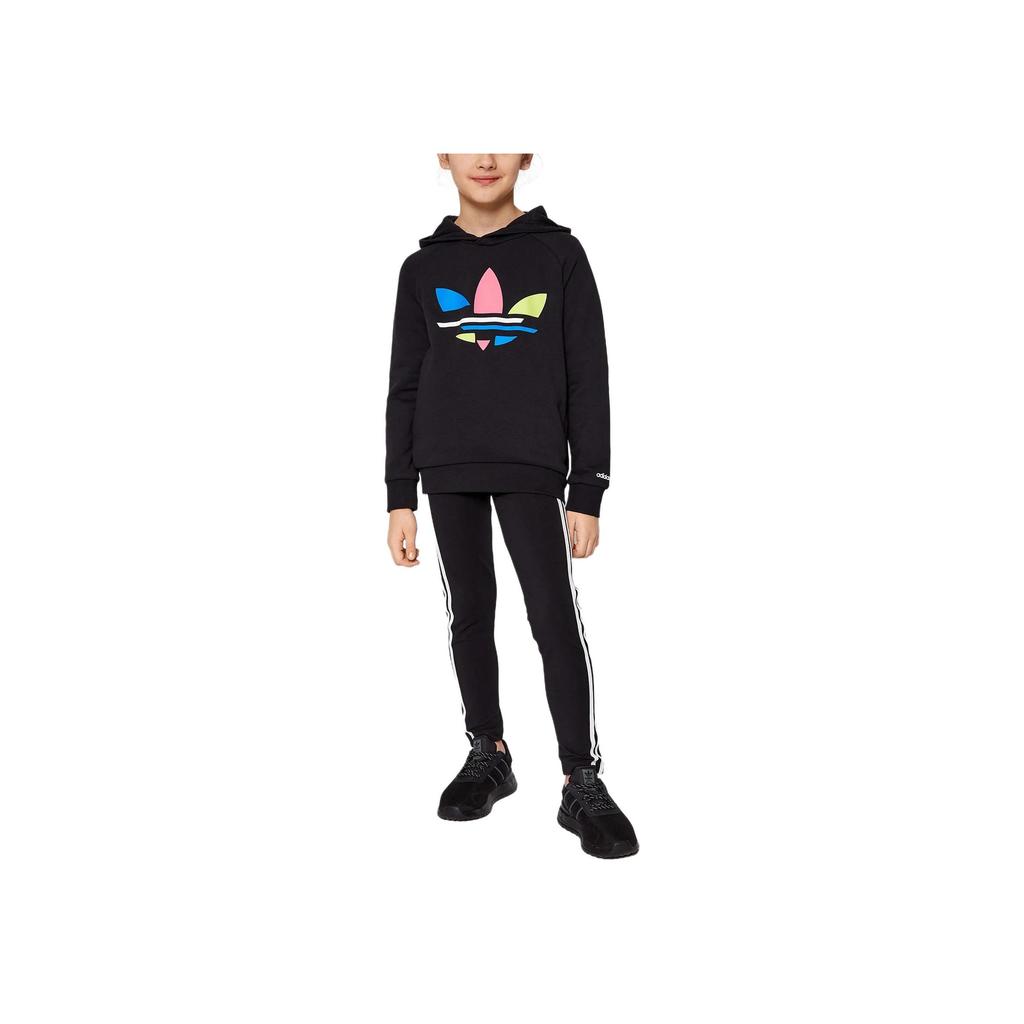 adidas Худи с принтом логотипа Originals, длинный рукав, детские топы, серый H32388