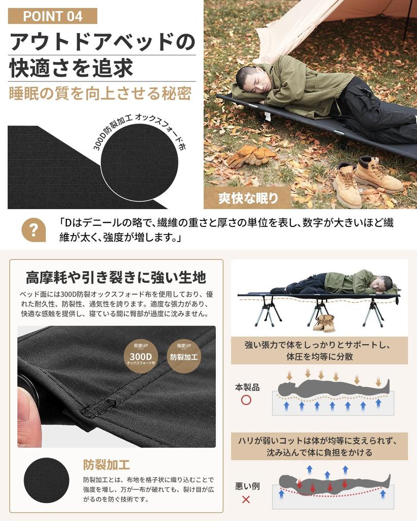 KingCamp Раскладная кровать-раскладушка для кемпинга, легкая и с высокой грузоподъемностью, поставляется с местом для хранения, простая, для улицы, при катастрофах, для первого дома, для сна, двусторонняя, прочная, 150 кг,