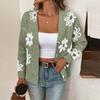 Women's New Autum And Winter Flower Pattern Button Front Cardigan Sweater Coat