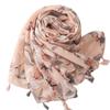 Four Seasons Soft Cotton And Hemp Texture Silk Scarf Women'S Word Pattern Pink Grey Flower Tassel Travel Shawl
