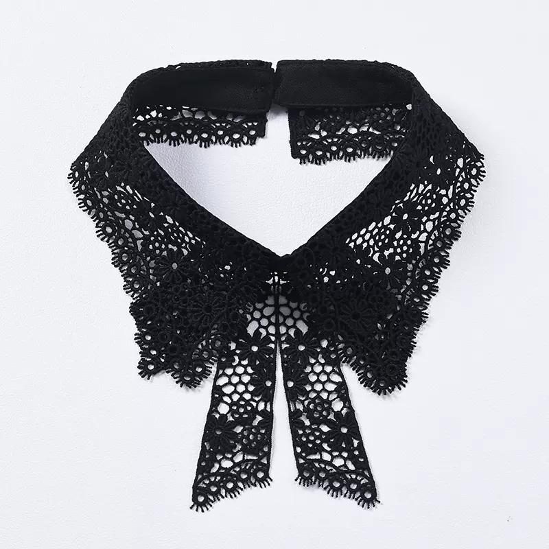 Fashion Lace White Fake Collar Women Detachable Collars for Women Black Lapel False Collars Woman Tie Clothes Accessories