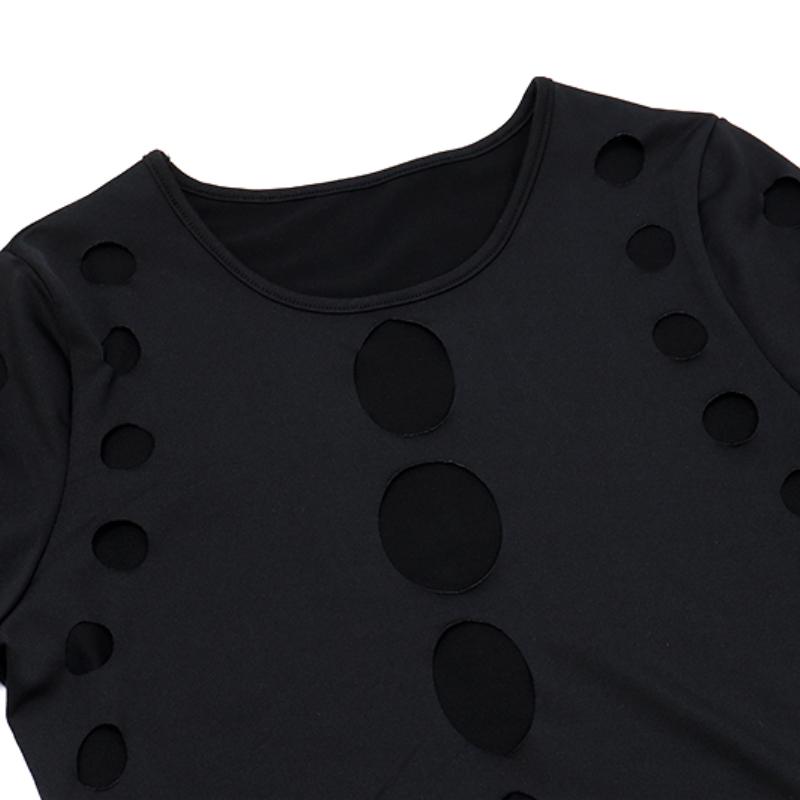 Y2K Готическое сексуальное боди в горошек для женщин Hight Street Ретро с длинными рукавами Тонкая футболка Женская шикарная уличная одежда Модный дизайн Боди