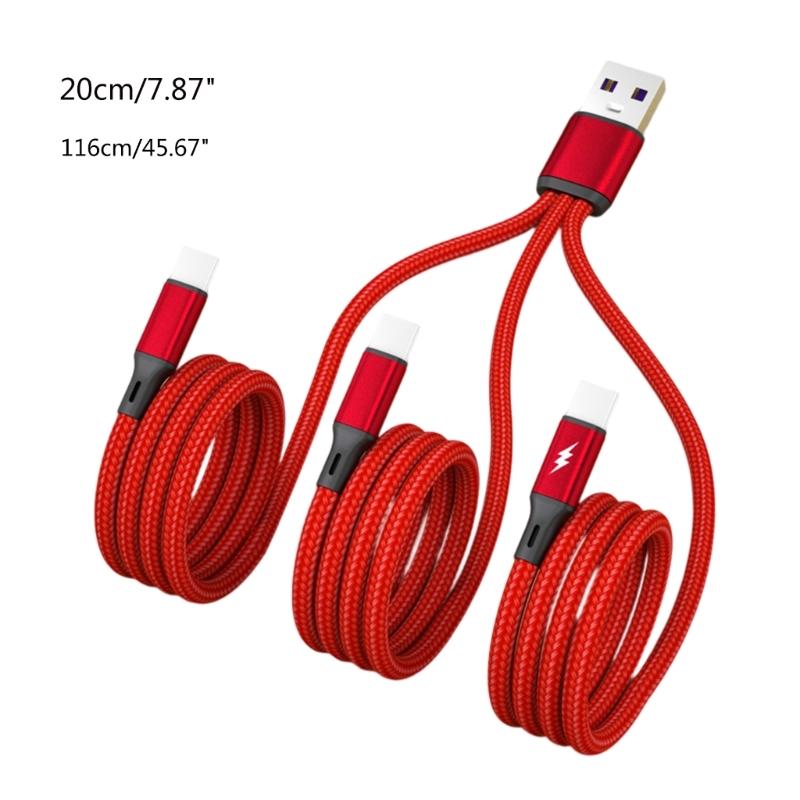 20 см/116 см 3 в 1 Кабель для быстрой зарядки USB на 3x Type-C Зарядный кабель 5 В Несколько портов Type-C Зарядная линия