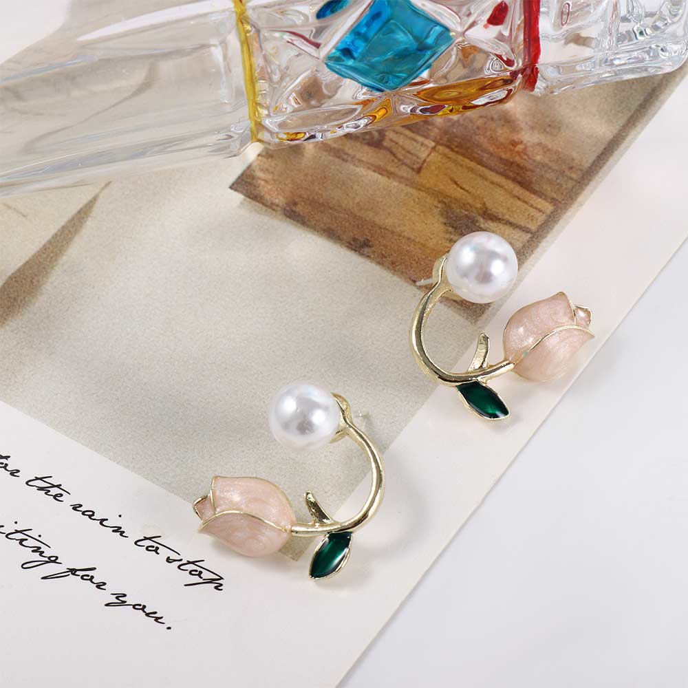 Wedding Party Jewelry Accessories Flower Ear Studs Tulip Earrings Pearl Ear Hook Women Pearl Studs